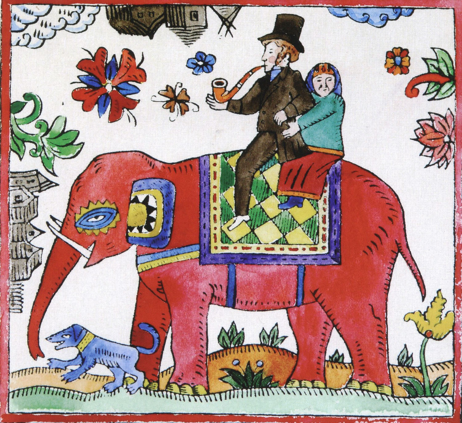 Русана Наливайко. Лубочная картинка "Пушкин на слоне". 2002.